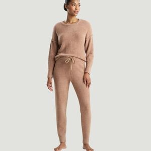 Natori Edit Luna Mellow Joggers Top Lounge Set Latte Brown Medium